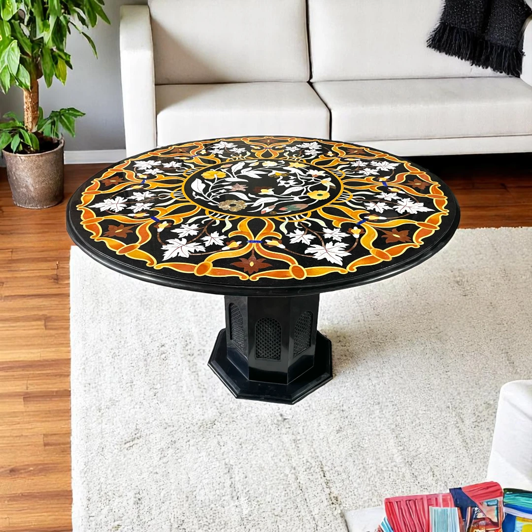 Black Marble Counter Height Table Perfect for Dining Space 